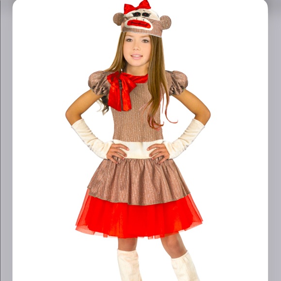 NWT Kids Sock Monkey Costume size Large 10-12 - Picture 1 of 6